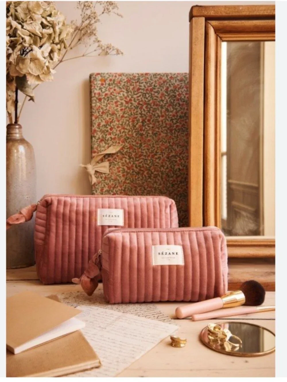 Sezane Toiletry Bag - Blush Velours - Small
